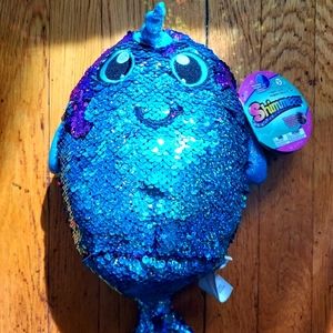 Shimmeez Sequin Plush - Arlo the Narwhal - Unicorn Fish - squishy stuffed animal